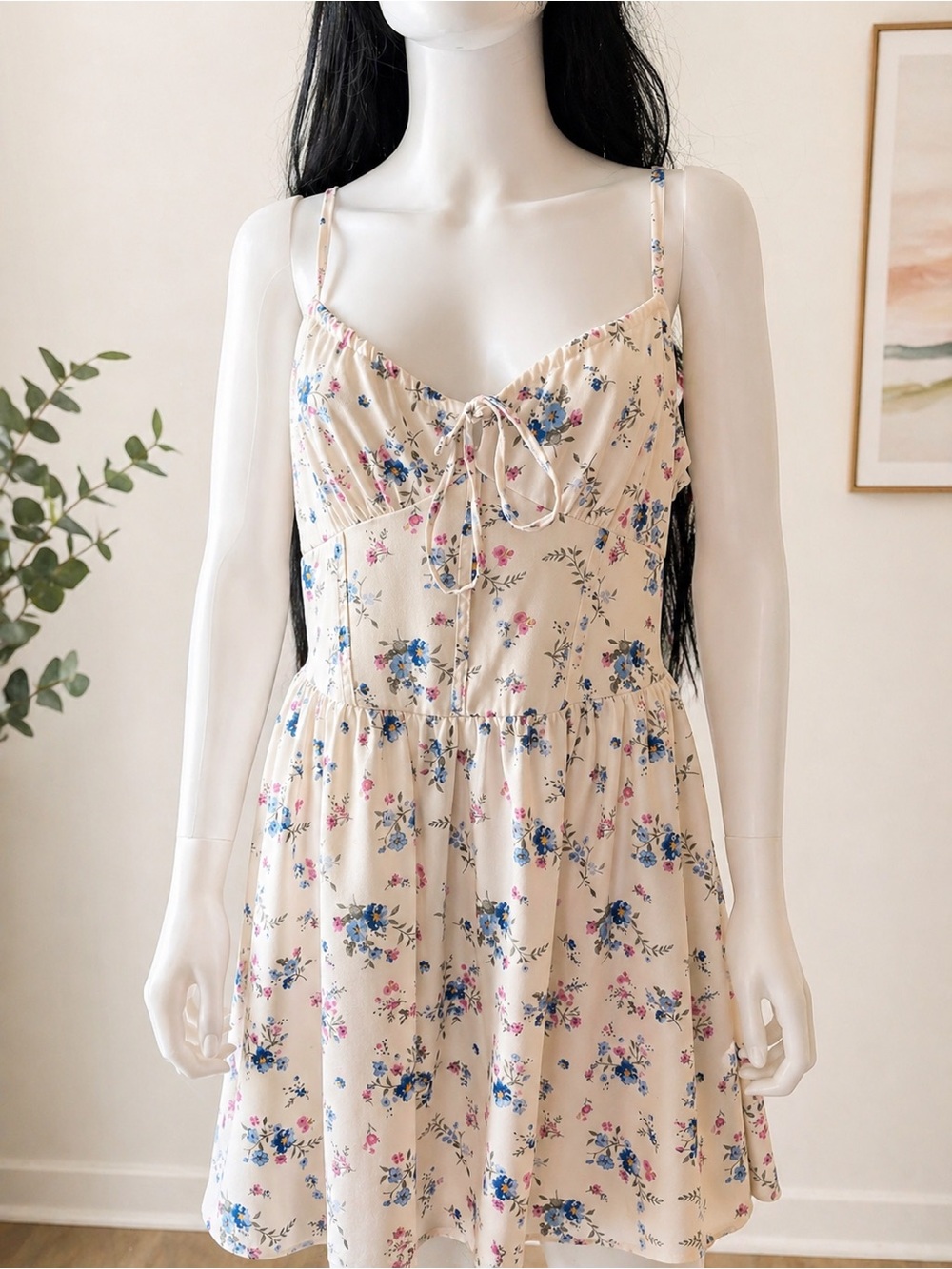 Madden Girl Cream Sundress with Blue & Pink Floral Print